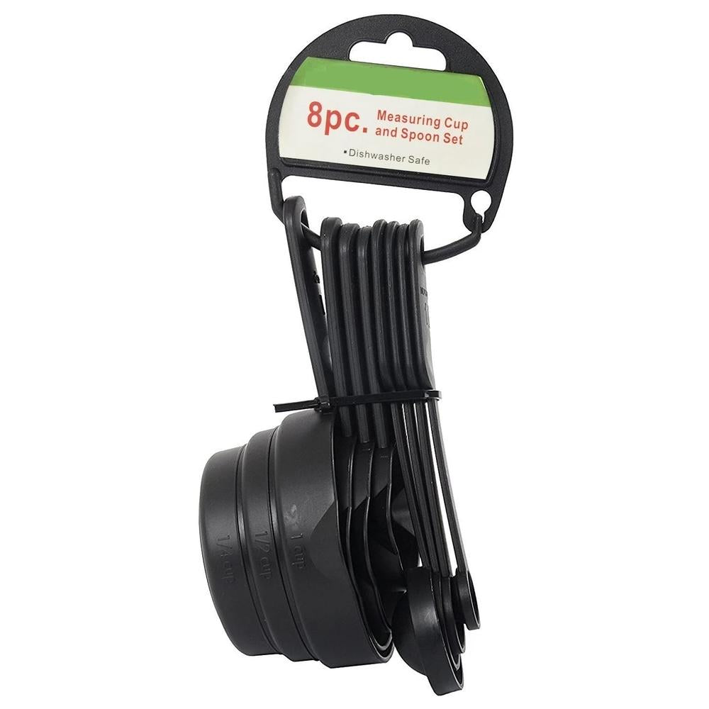 Plastic Measuring Cups and Spoons (8 Pcs, Black) 