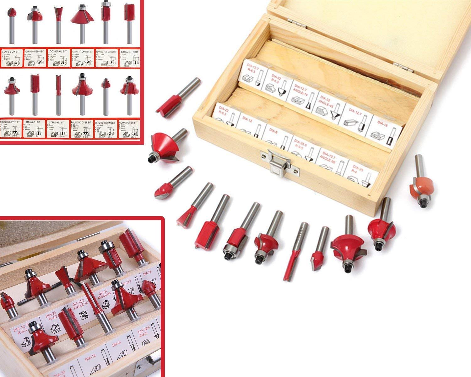 '-12/15pcs Milling Cutter Router Bit Set