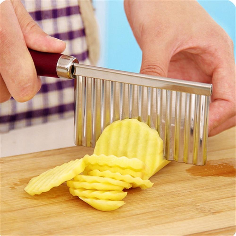 Crinkle Cut Knife Potato Chip Cutter With Wavy Blade French Fry Cutter