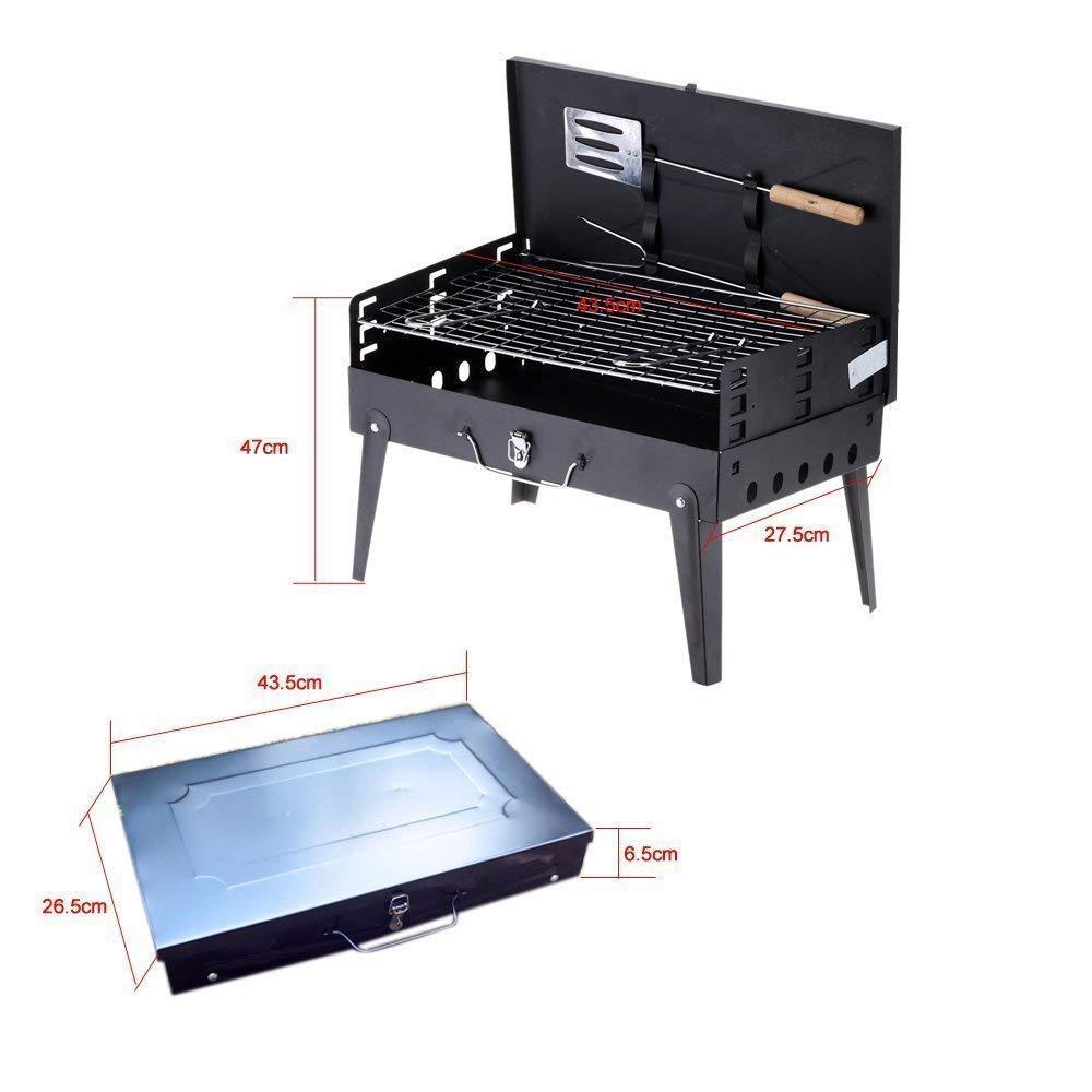 Stainless Steel Briefcase Style Barbecue Grill Toaster (Medium, Black) 