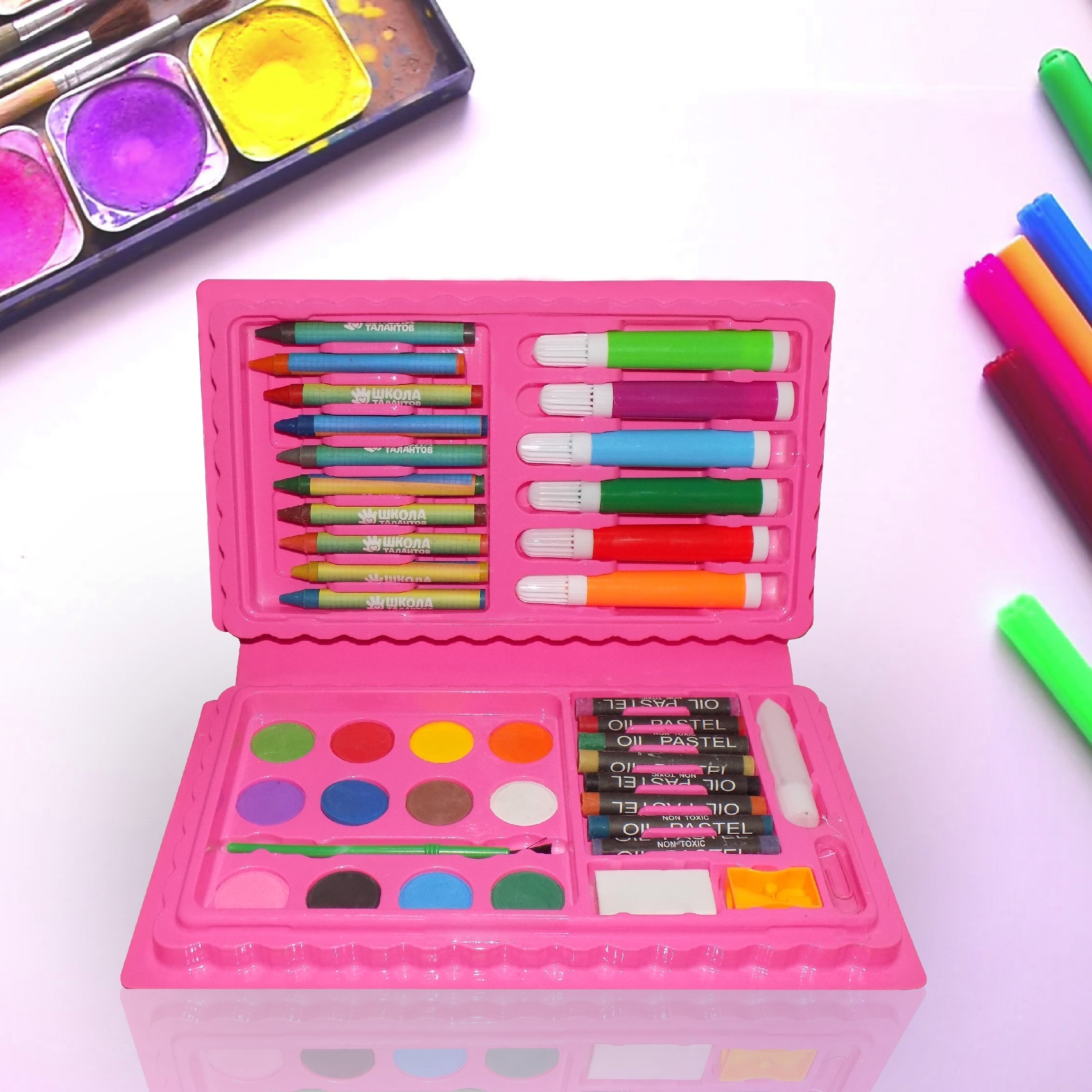 Art and Craft Color Kit (Crayons, Water Color, Sketch Pens) - 42 Pcs 