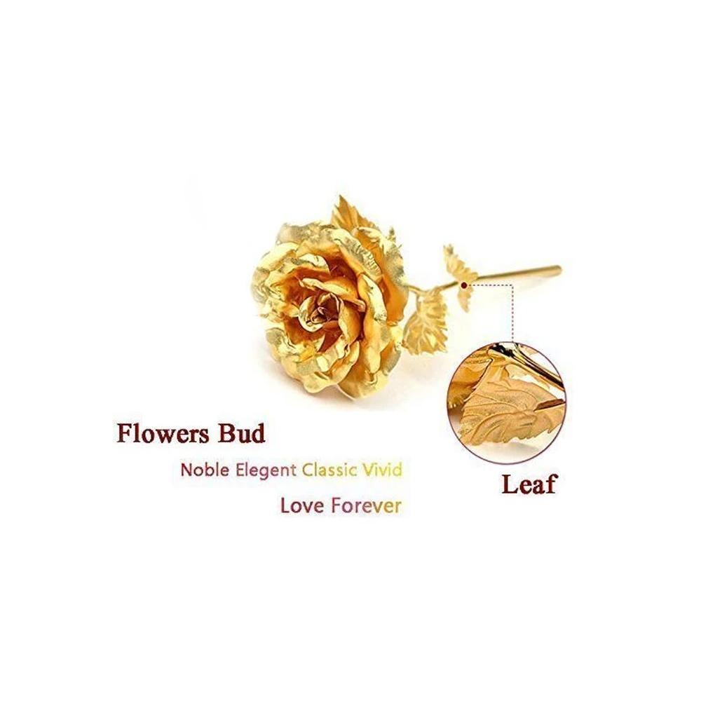 24K Artificial Golden Rose/Gold Red Rose with Gift Box (10 inches)