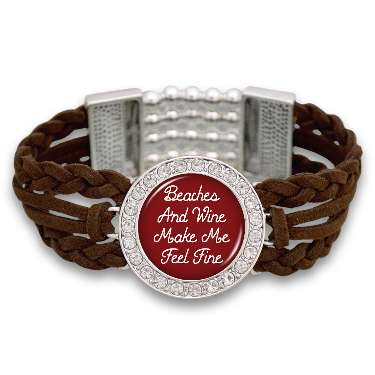 "Beaches and Wine Make Me Feel Fine" Outdoors Suede Stretch Bracelet