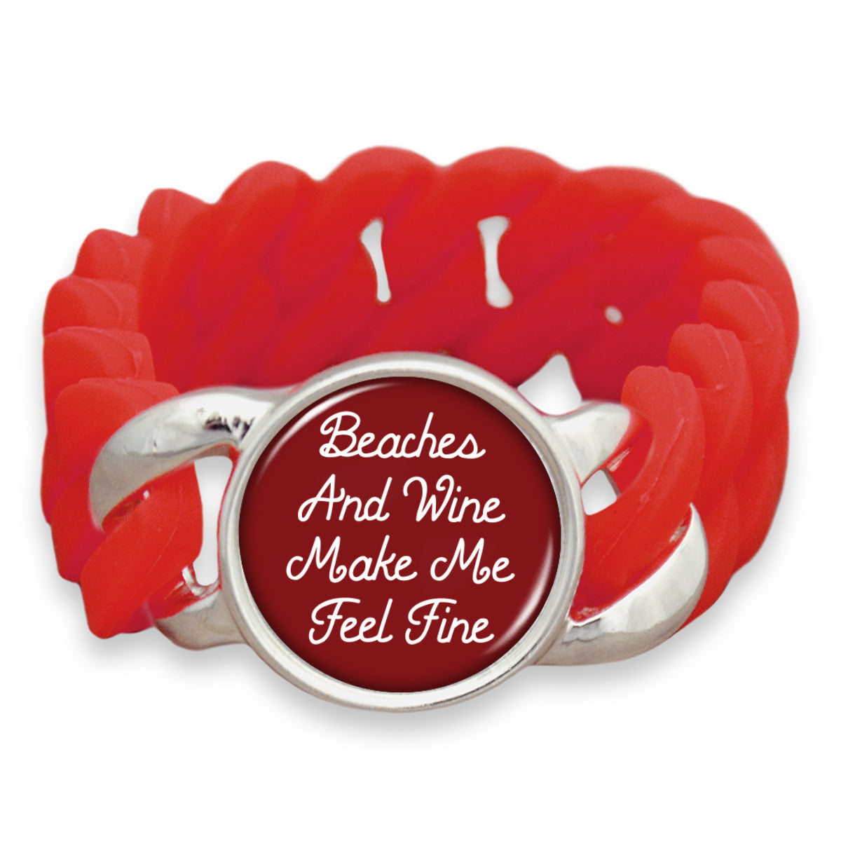 Beaches And Wine Make Me Feel Fine Colored Silicone Stretch Bracelet