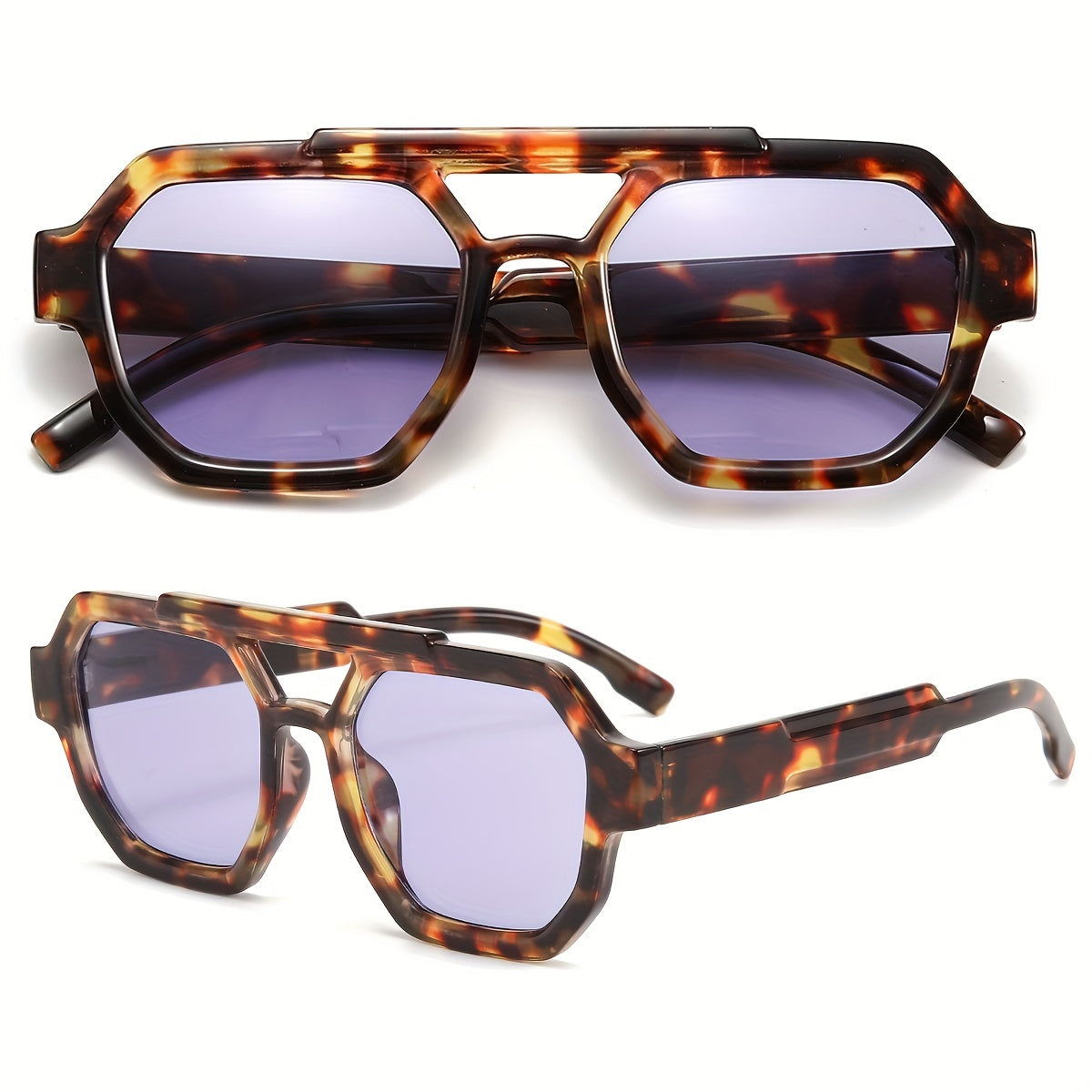 Retro Polygonal Flat-Top Sunglasses for Men & Women