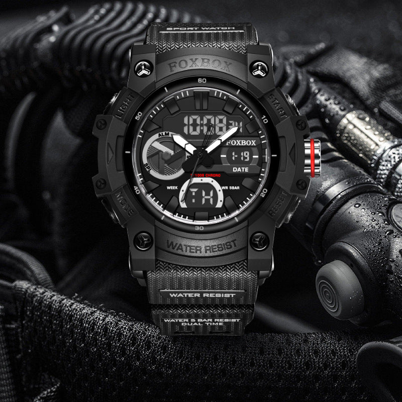 Foxbox Waterproof Luminous Large Dial Double Display Electronic Watch for Men FB0052