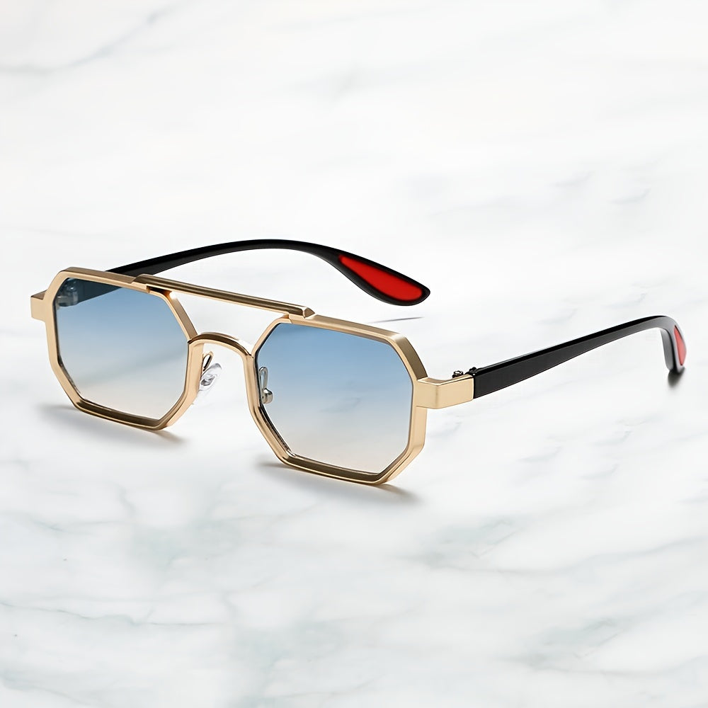Polygonal Concave Fashion Glasses – Unique Double Bridges Design