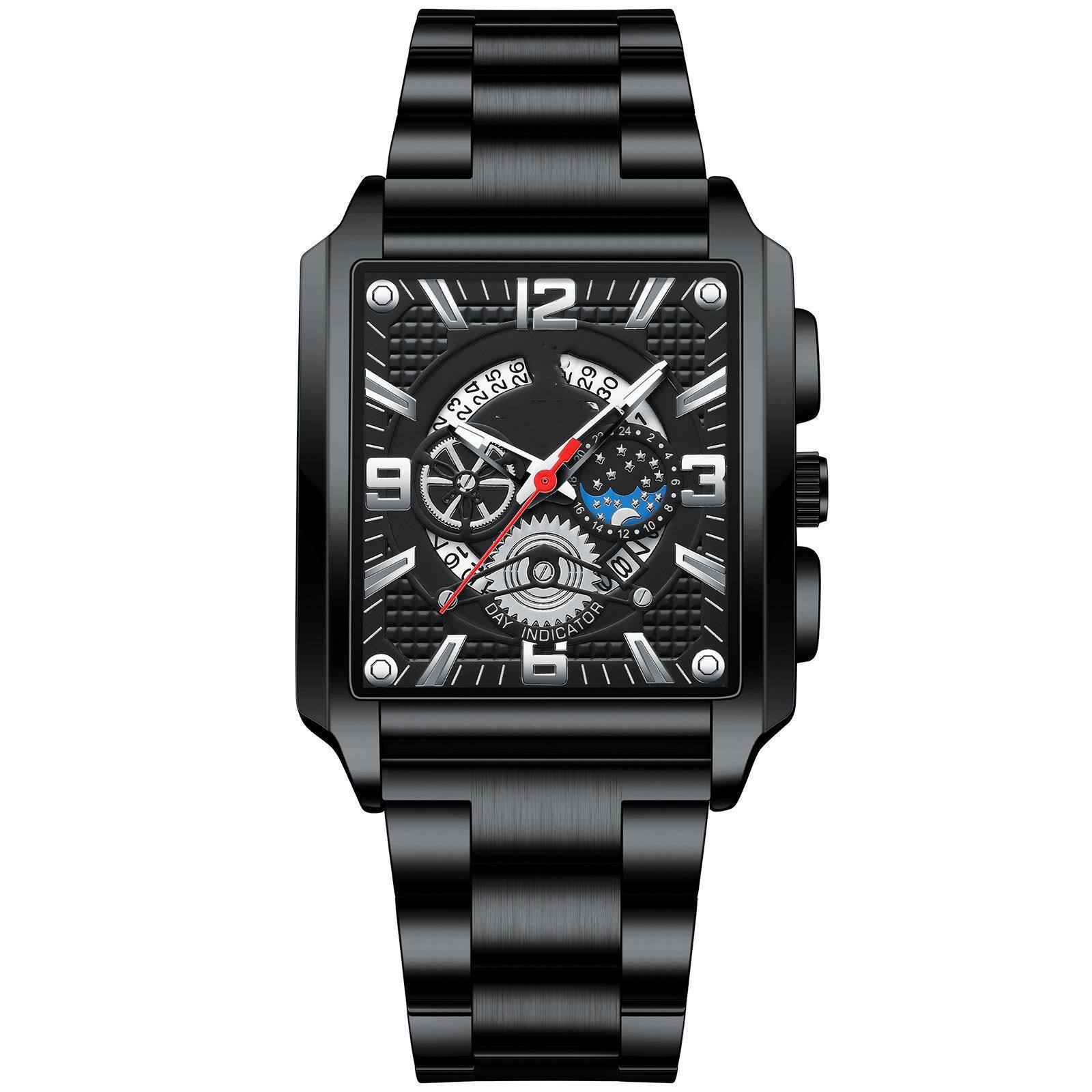 Binbond Men's Vintage Square Calendar Waterproof watch for men B6575