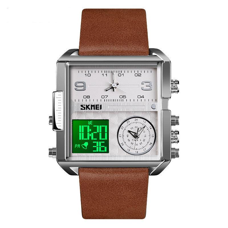 Skmei square 3 time Analog Digital 41mm dial watch for Men 1584 Original