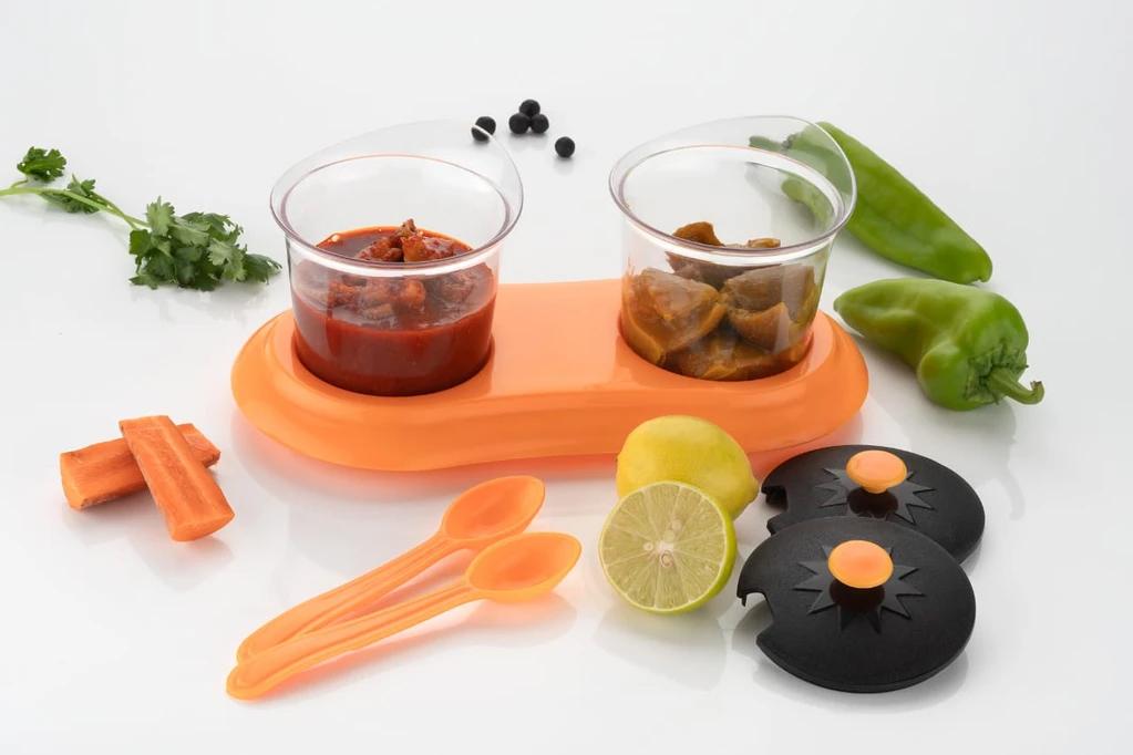 Multipurpose Dining Set Jar and tray holder, Chutneys/Pickles/Spices Jar - 2pc 