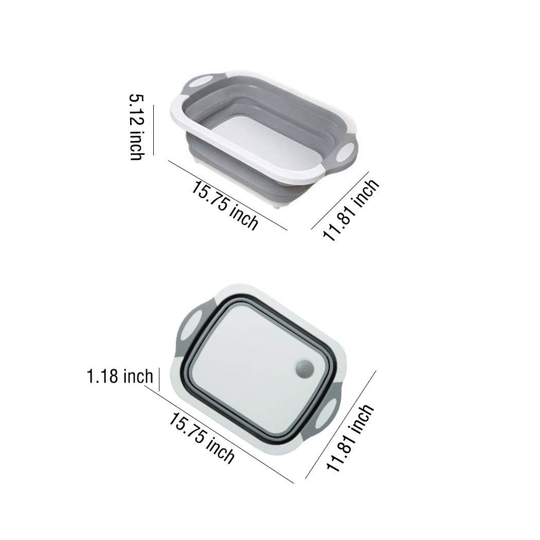 Foldable Chopping Board, Dish Rack, Washing Bowl & Draining Basket, 3in1 Multi-Function 