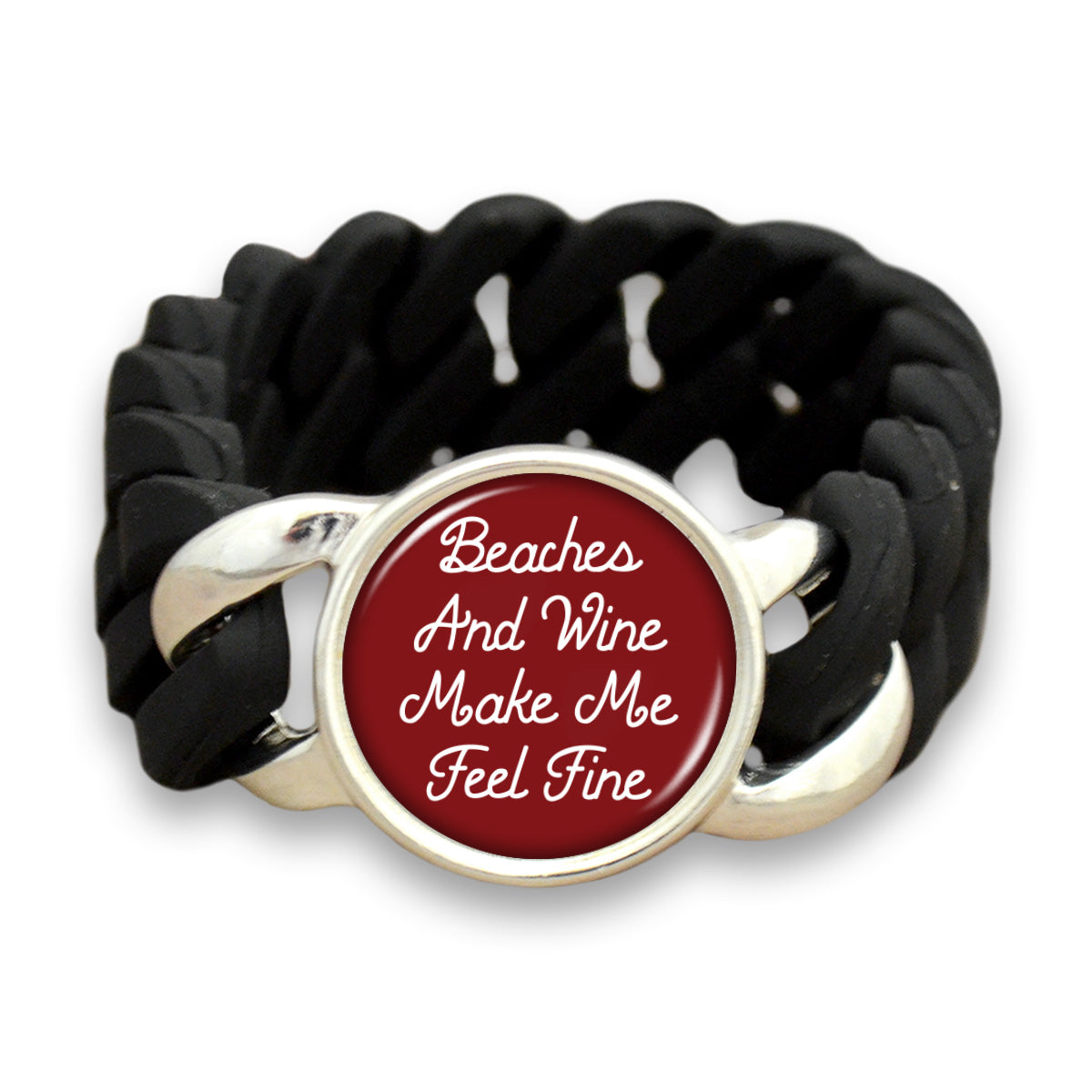 Beaches And Wine Make Me Feel Fine Colored Silicone Stretch Bracelet