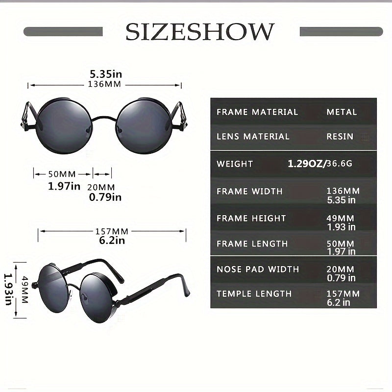 Vintage Retro Steampunk Round Metal Frame Glasses – Stylish & Functional