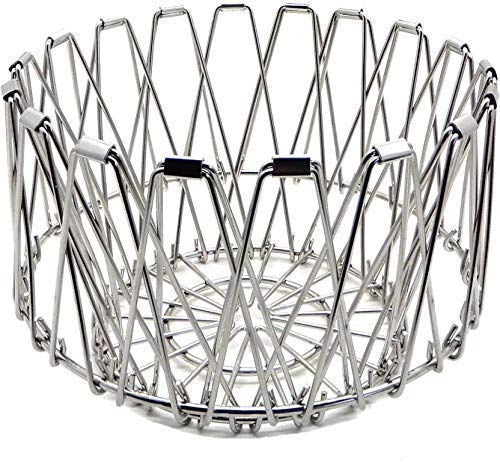 Multipurpose Fruit Basket Stainless Steel Wire Bowl Foldable Basket for Vegetable / Fruits / Dining