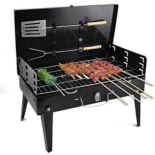Stainless Steel Briefcase Style Barbecue Grill Toaster (Medium, Black) 