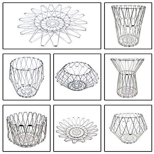 Multipurpose Fruit Basket Stainless Steel Wire Bowl Foldable Basket for Vegetable / Fruits / Dining