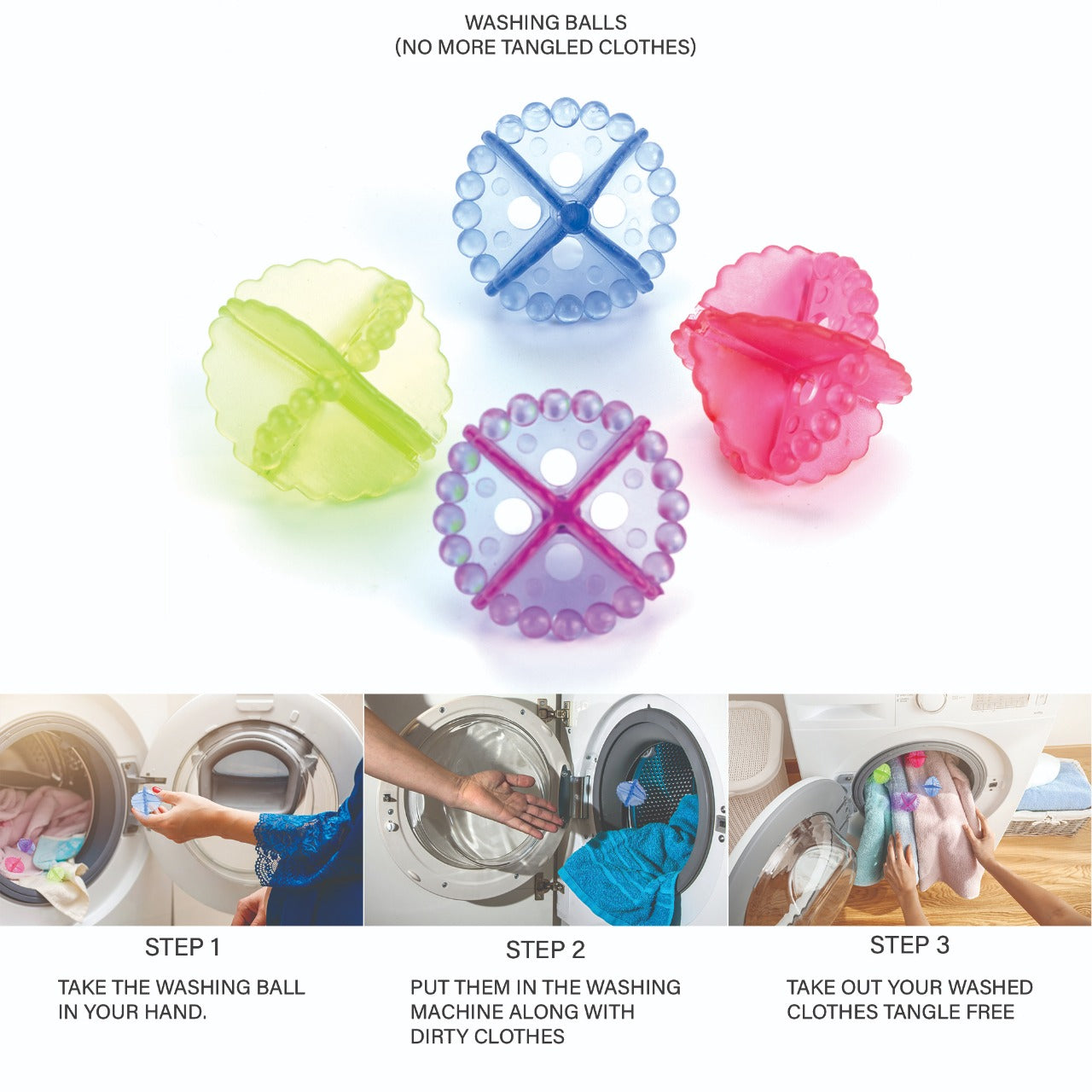 Laundry Washing Ball, Wash Without Detergent (4pcs) 
