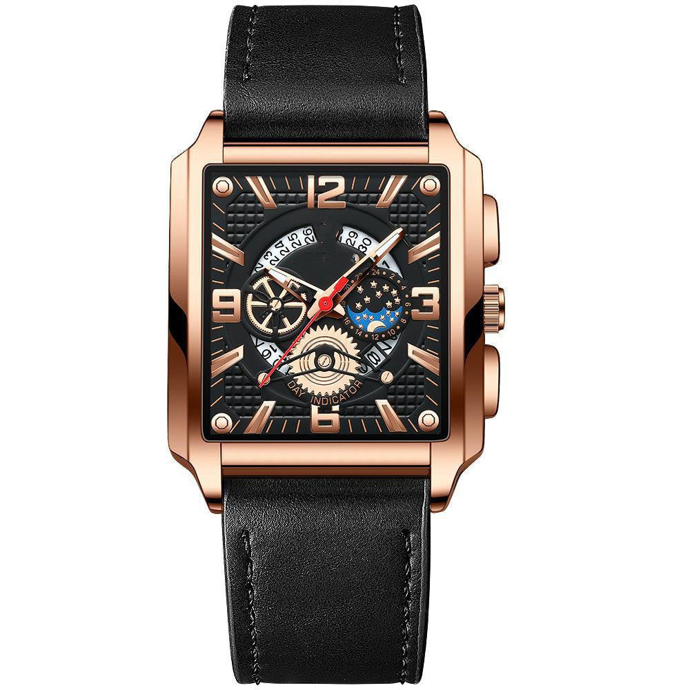 Binbond Men's Vintage Square Calendar Waterproof watch for men B6575