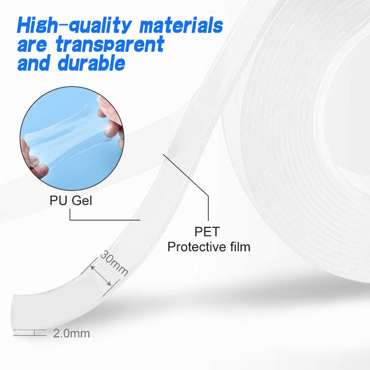 Double Sided Nano Adhesive Tape, 3 meter Washable Traceless Nano Gel Tape, Multipurpose 