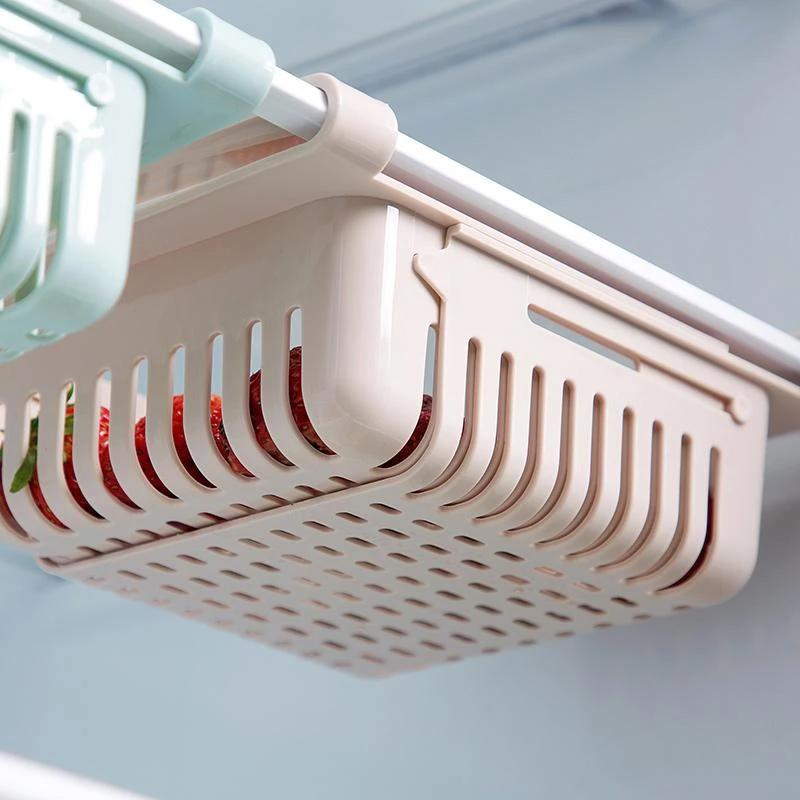 Adjustable Fridge Storage Basket, Fridge Racks Tray Sliding Storage Racks 