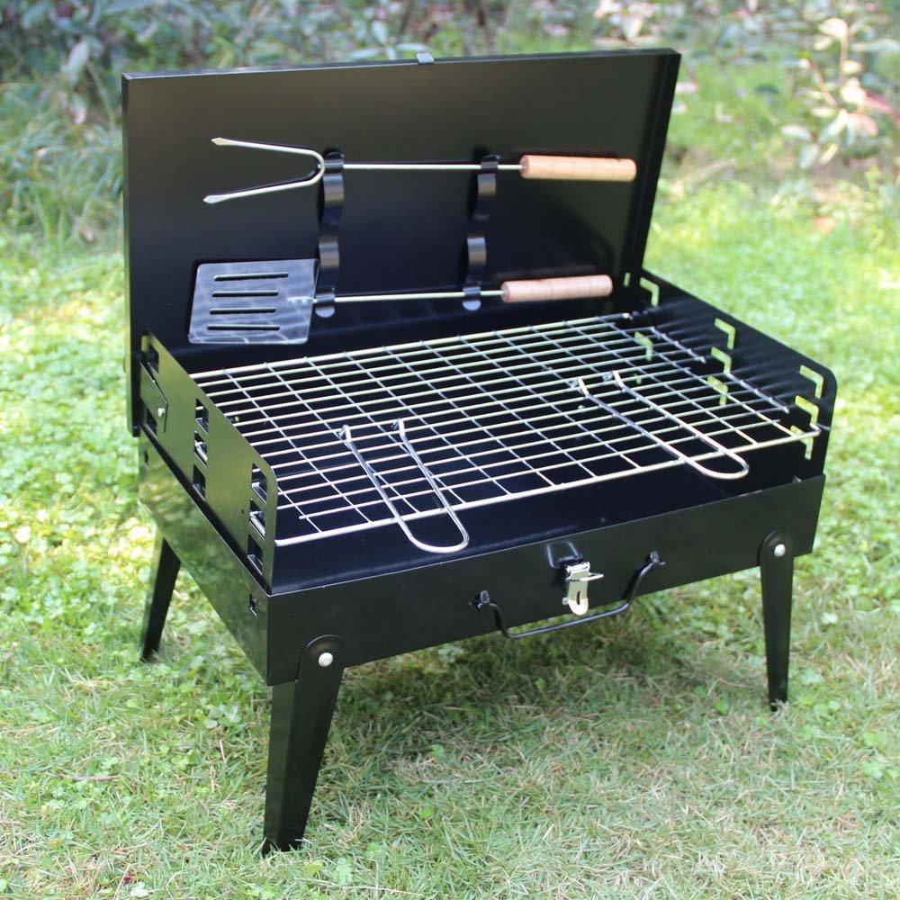 Stainless Steel Briefcase Style Barbecue Grill Toaster (Medium, Black) 
