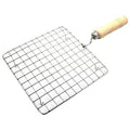 Kitchen Square Stainless Steel Roaster Papad Jali, Barbecue Grill with Wooden Handle 