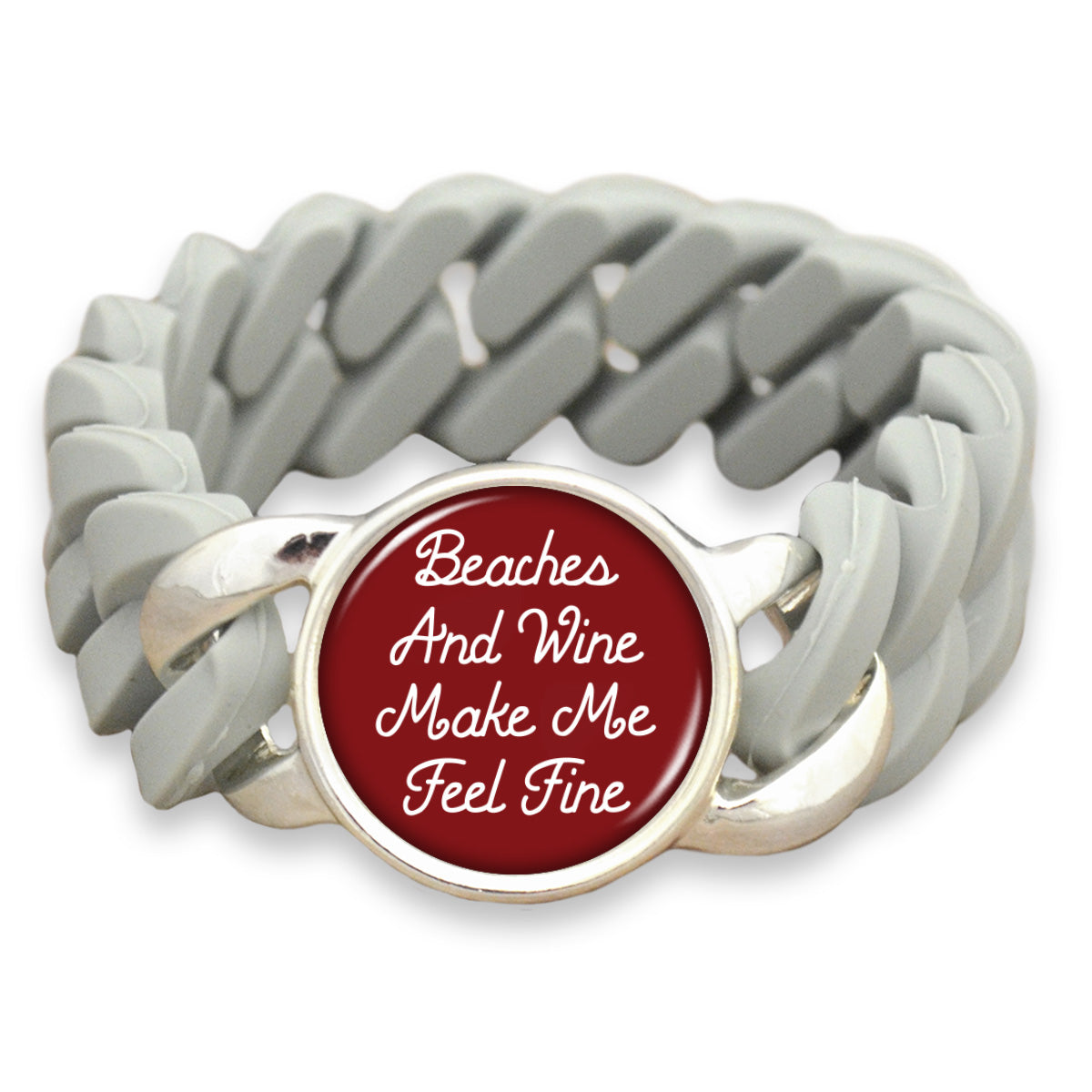 Beaches And Wine Make Me Feel Fine Colored Silicone Stretch Bracelet