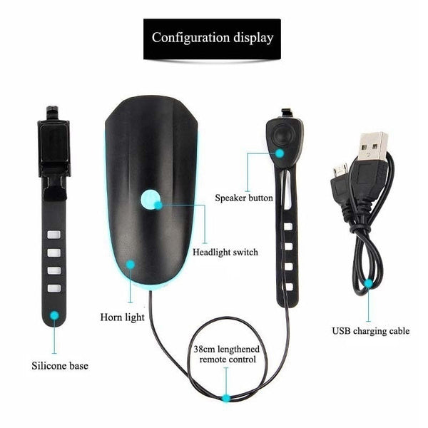 Rechargeable Bicycle LED Bright Light with Horn Speaker