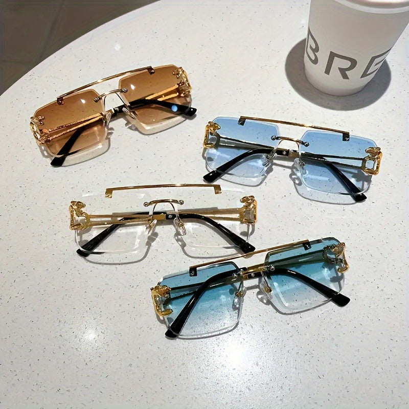 Vintage-Inspired Large Square Rimless Fashion Glasses