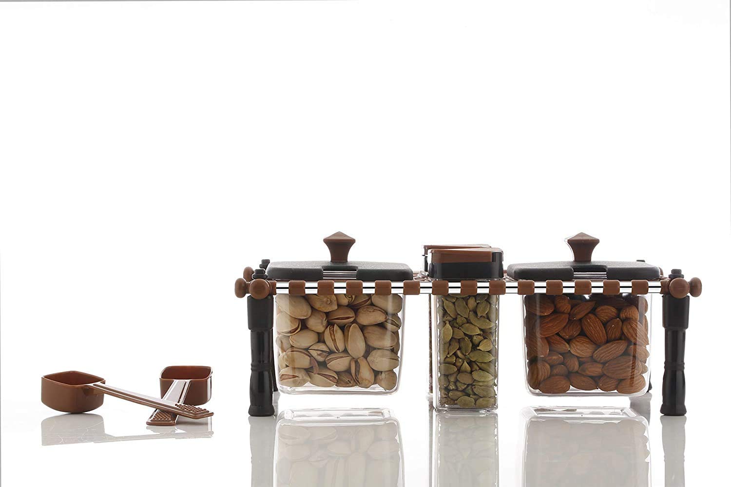 Multipurpose Rajwadi Style Spice & Pickle Jar Set 4 Containers with 2 spoons