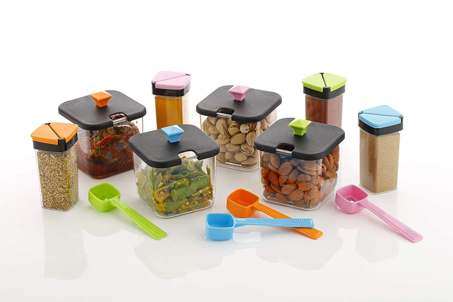 Multipurpose Rajwadi Style Spice & Pickle Jar Set 4 Containers with 2 spoons