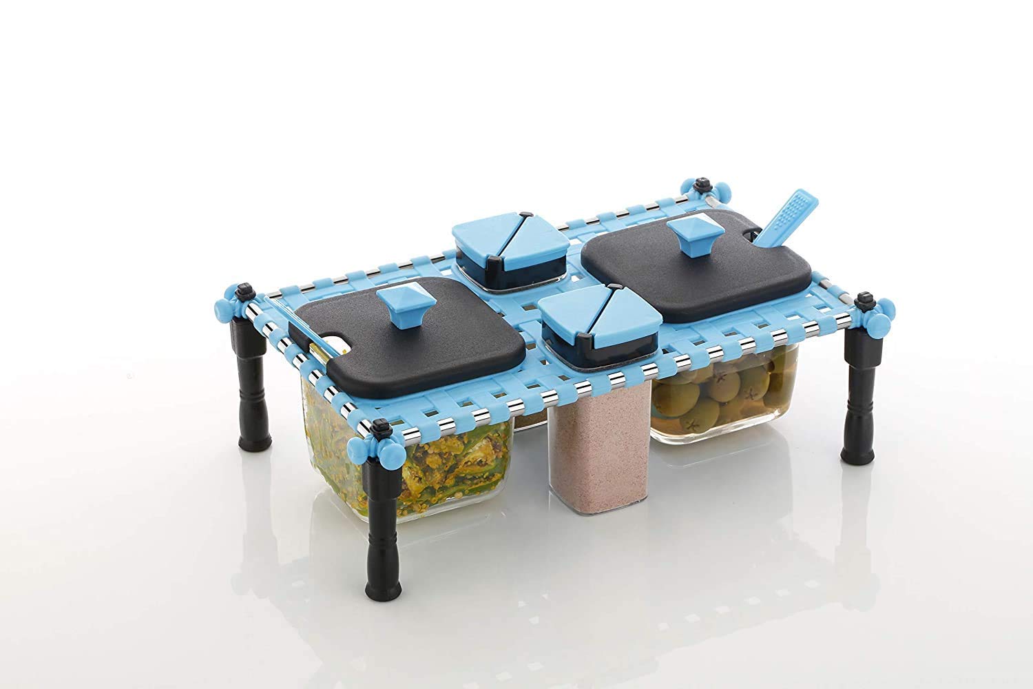 Multipurpose Rajwadi Style Spice & Pickle Jar Set 4 Containers with 2 spoons