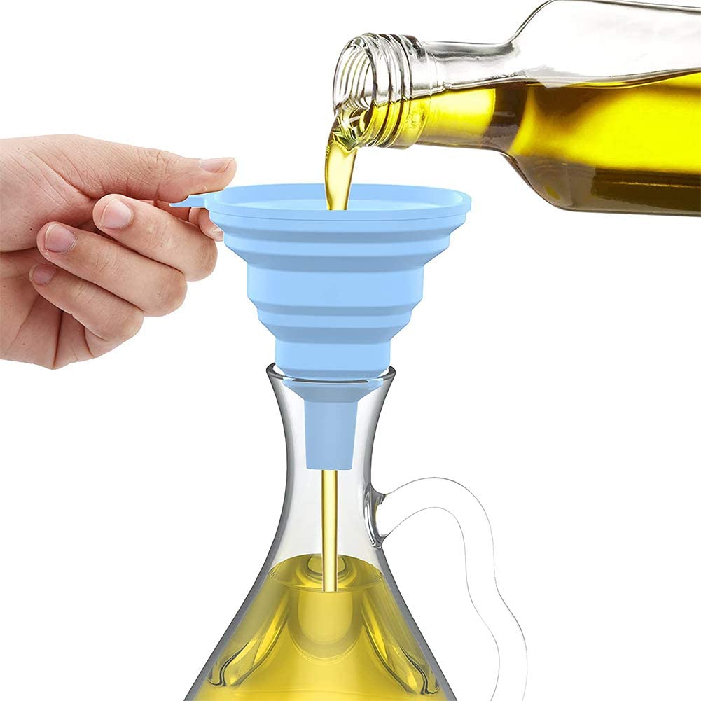 Flexible Silicone Foldable Kitchen Funnel for Liquid/Powder Transfer Hopper Food (Small)