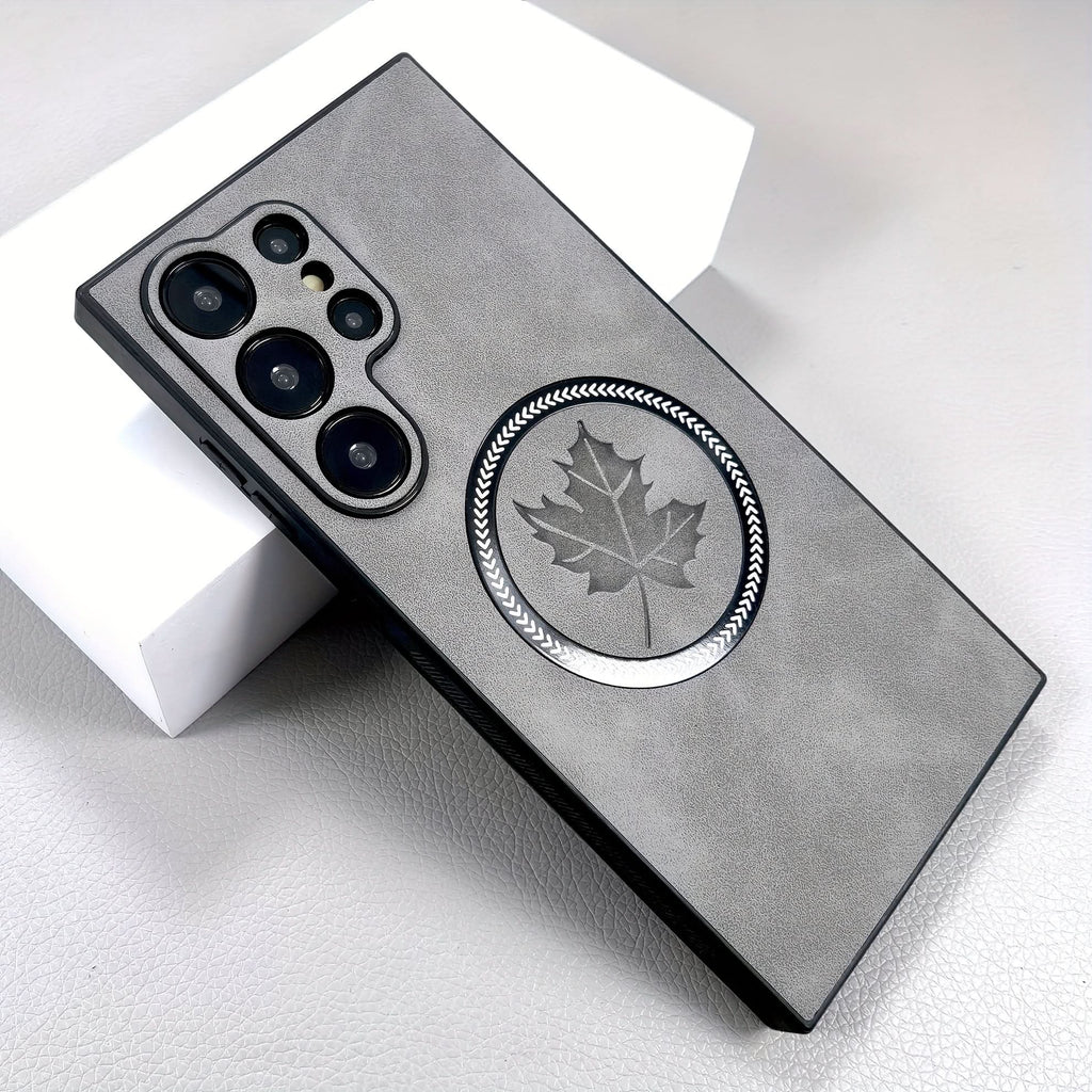 Retro Faux Leather Samsung Case with MagSafe