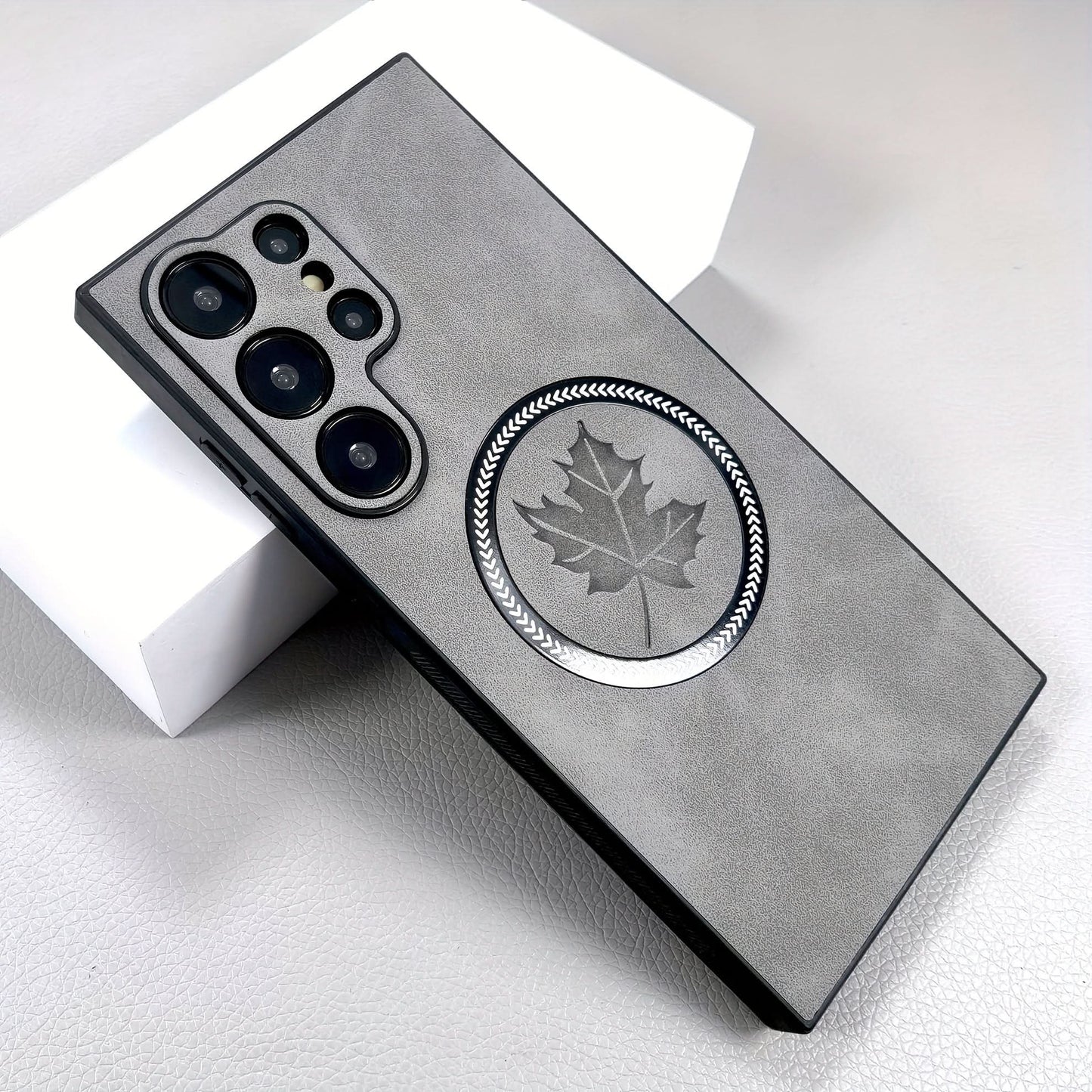 Retro Faux Leather Samsung Case with MagSafe