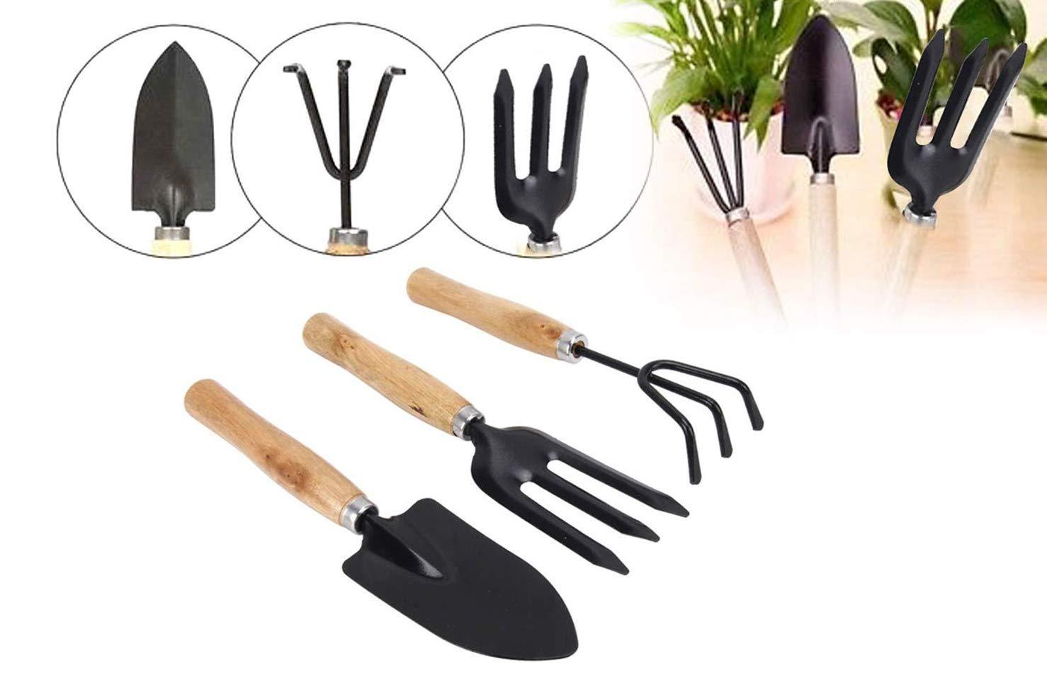 Gardening Tools - Hand Cultivator, Big Trowel, Garden Fork (Set of 3) 