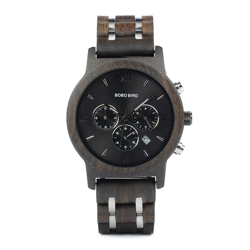 BOBOBIRD Wooden Multi-functional Business Quartz Watch for Men