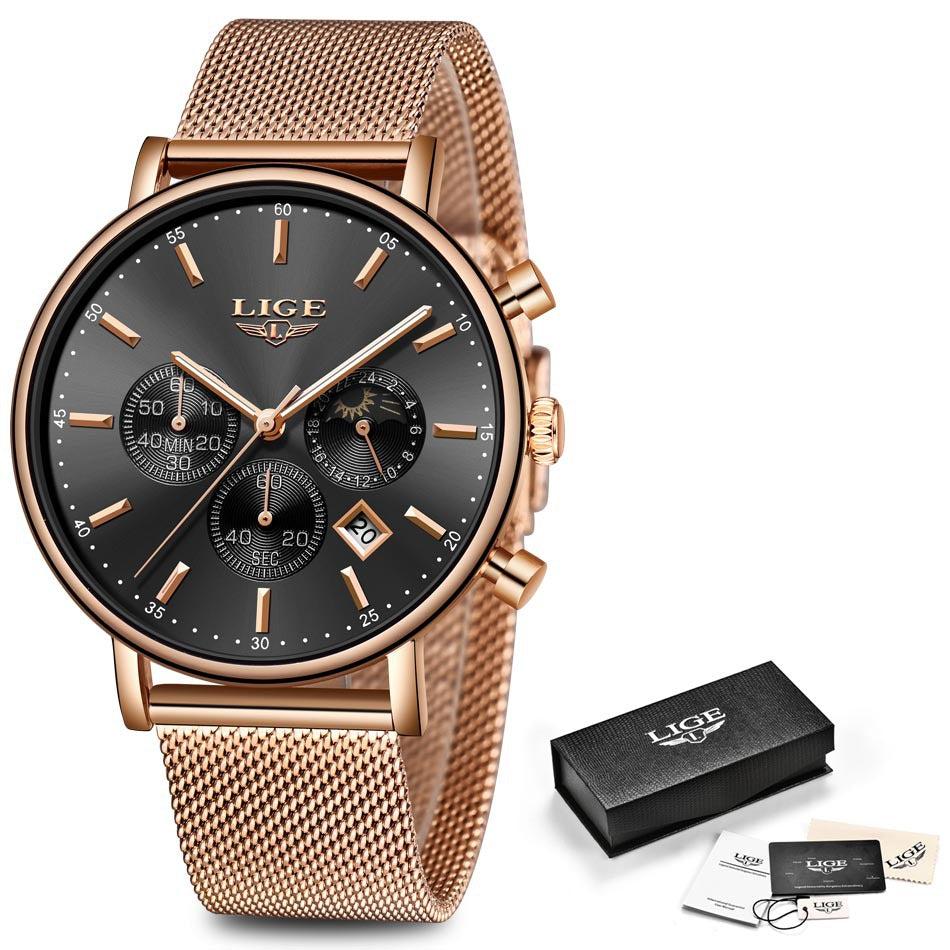 Lige Quartz Watch Analog Business Watch For Men & Women 9894