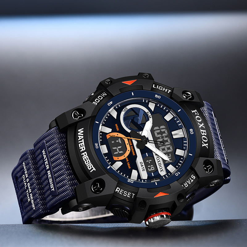 Foxbox Waterproof Luminous Large Dial Double Display Electronic Watch for Men FB0052