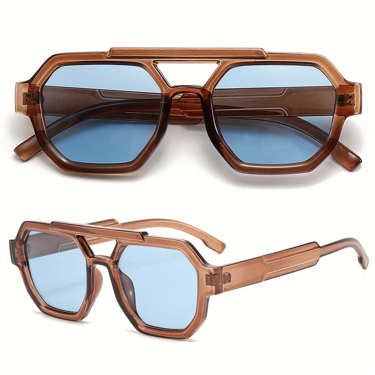 Retro Polygonal Flat-Top Sunglasses for Men & Women