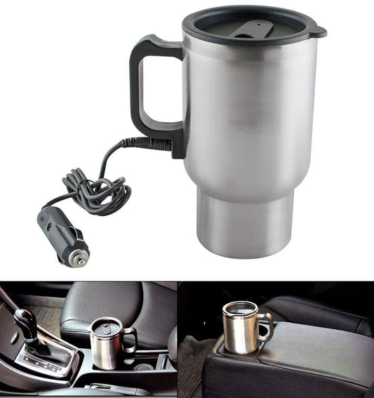 '-12V Car Charging Electric Kettle Mug (Silver)