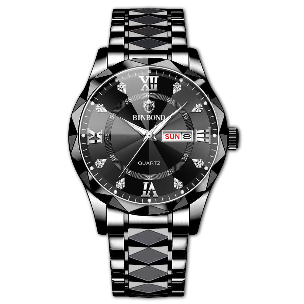 BINBOND Waterproof Luminous Dual Calendar Watch Men's