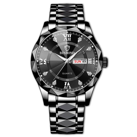 BINBOND Waterproof Luminous Dual Calendar Watch Men's