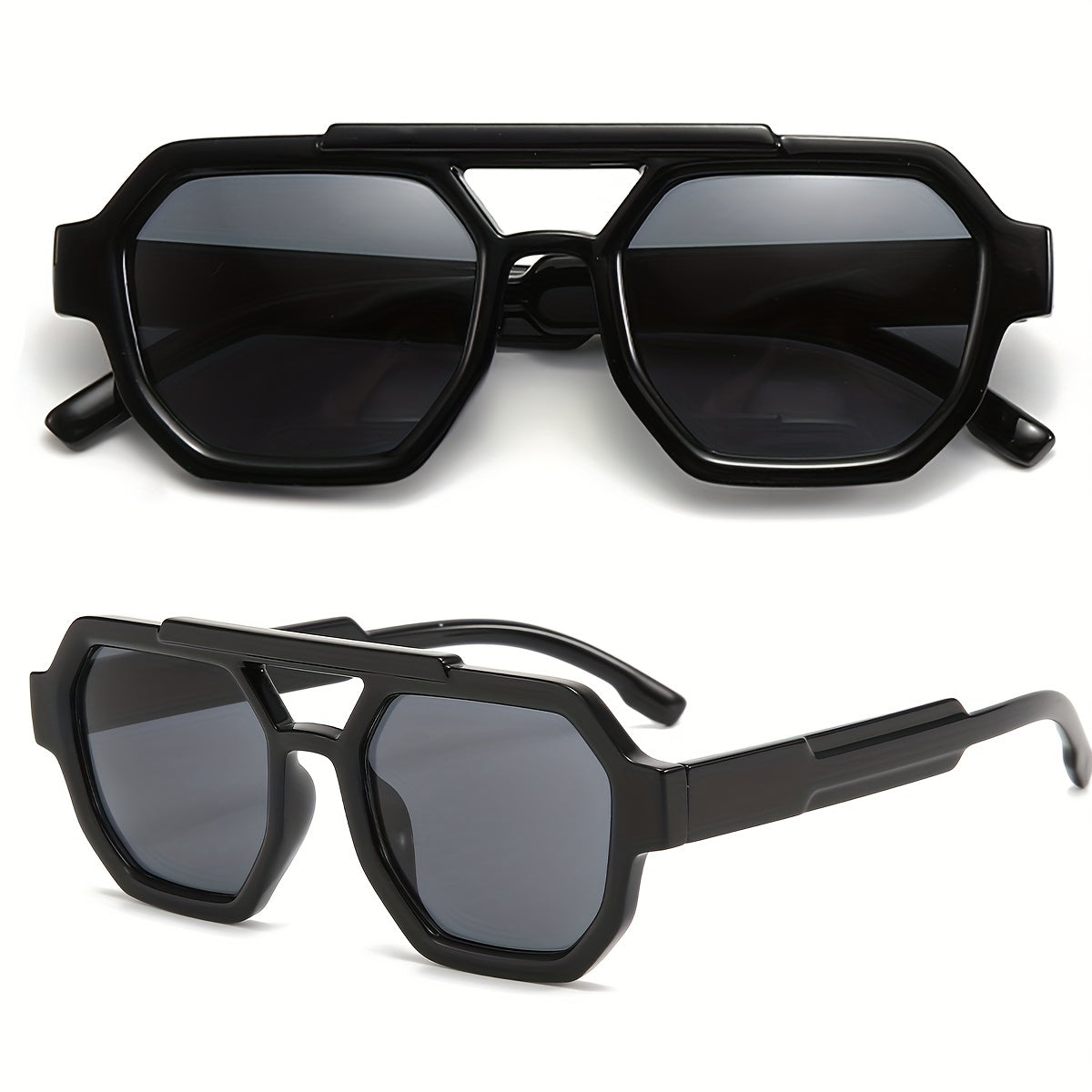 Retro Polygonal Flat-Top Sunglasses for Men & Women