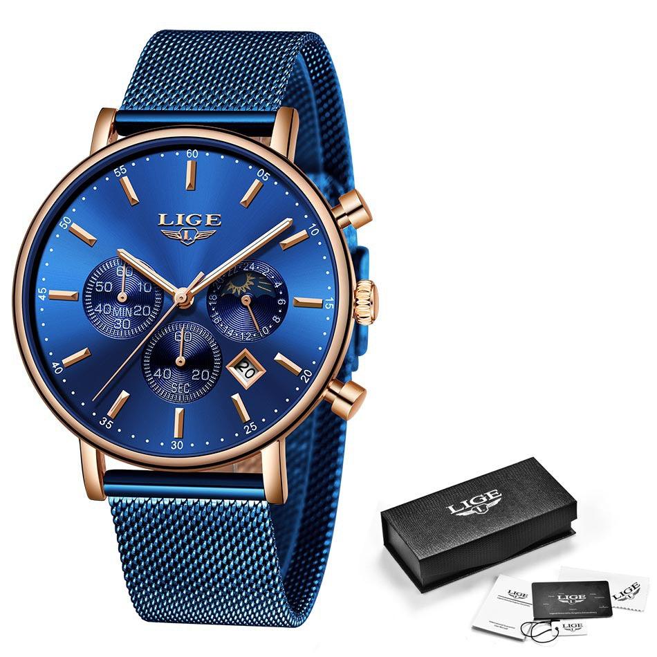 Lige Quartz Watch Analog Business Watch For Men & Women 9894