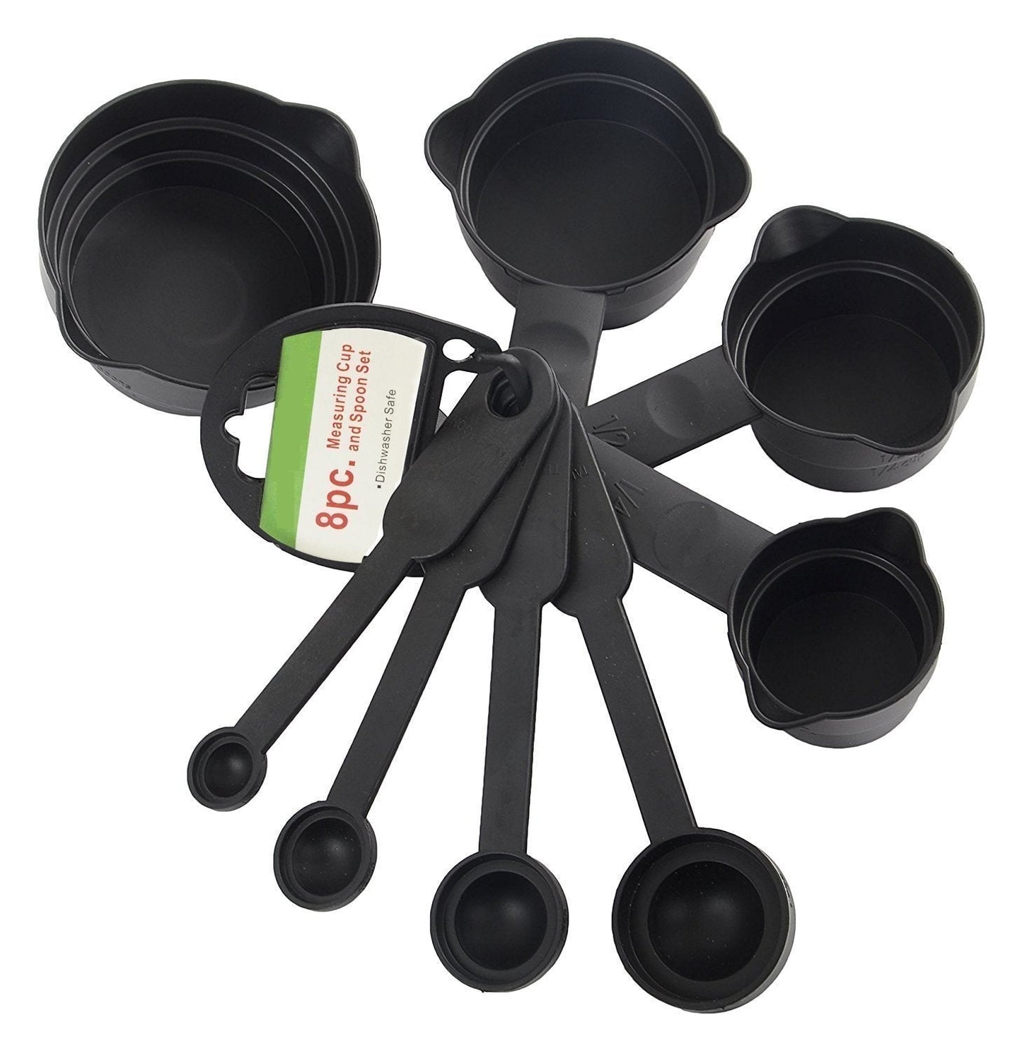 Plastic Measuring Cups and Spoons (8 Pcs, Black) 