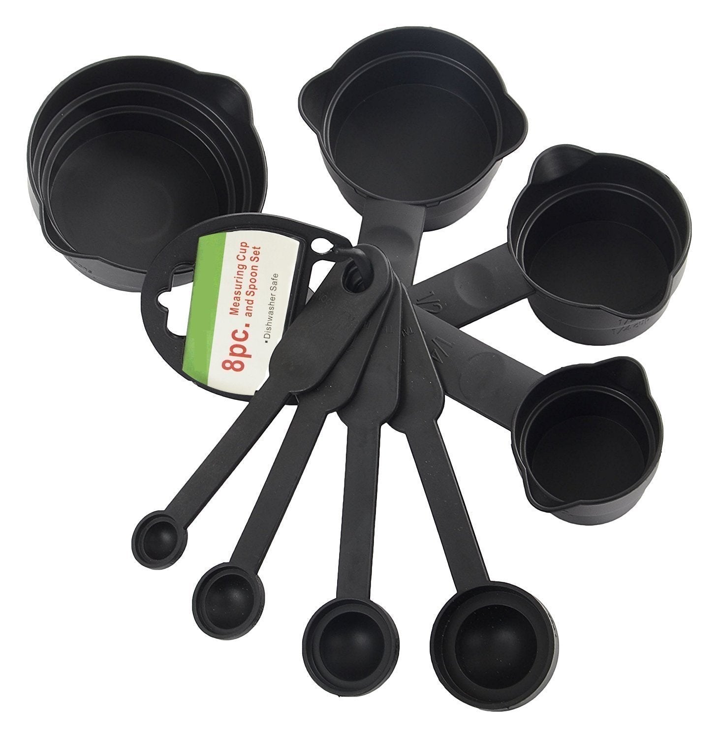 Plastic Measuring Cups and Spoons (8 Pcs, Black) 