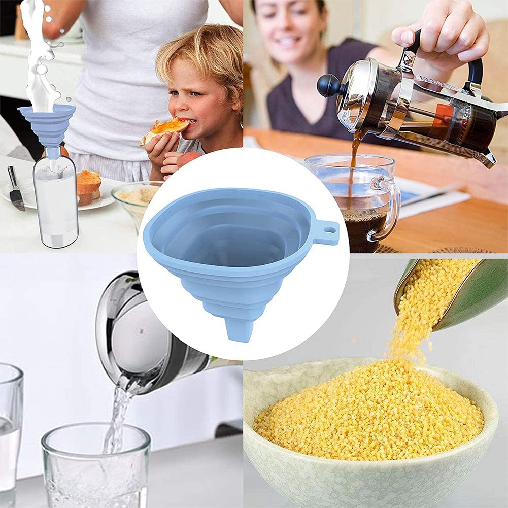 Flexible Silicone Foldable Kitchen Funnel for Liquid/Powder Transfer Hopper Food (Small)