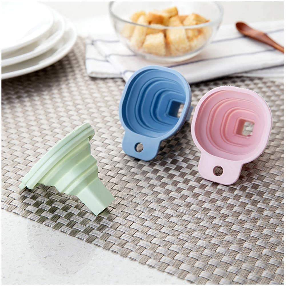 Flexible Silicone Foldable Kitchen Funnel for Liquid/Powder Transfer Hopper Food (Small)