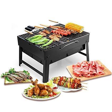 Folding Barbeque Charcoal Grill Oven (Black, Carbon Steel) 